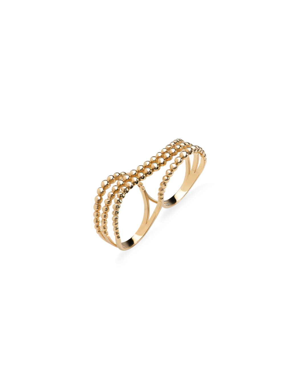 Anel WAVE Duplo Esferas em Ouro 18K