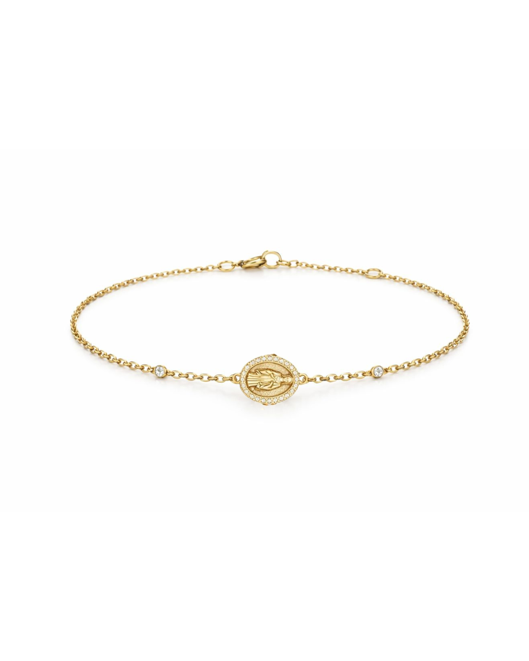 Pulseira Nossa Senhora Diamantes em Ouro Amarelo 18K