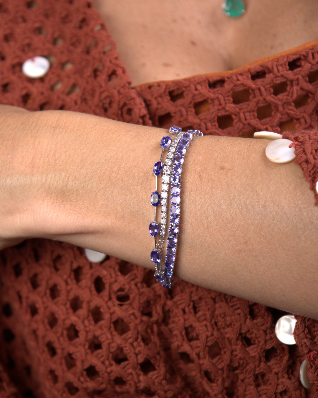 Pulseira Riviera Tanzanita em Ouro Branco 18K