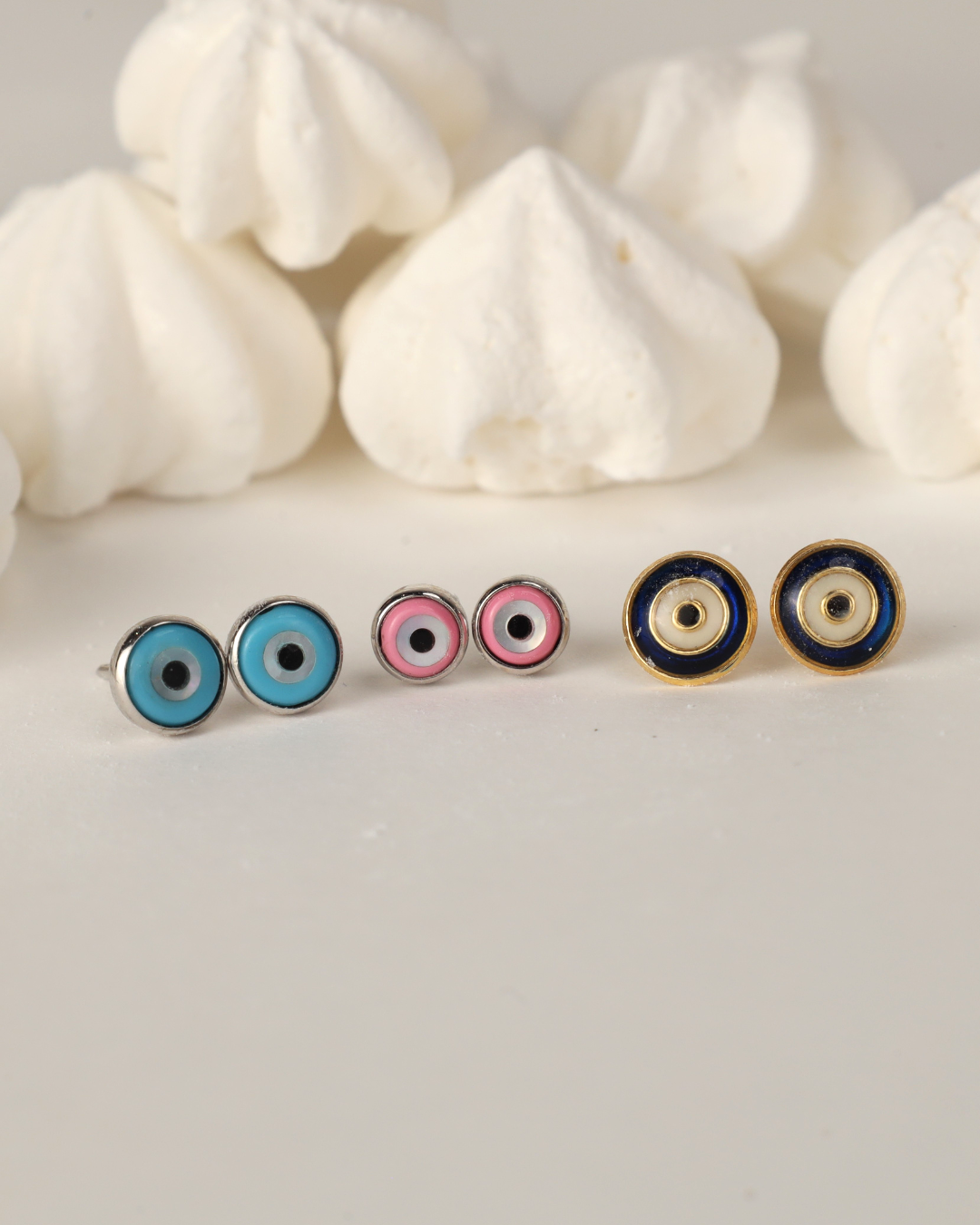 Brinco Olho Grego Esmaltado Infantil em Ouro Amarelo 18K