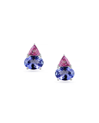 BIA oval tanzanite and pink tourmaline earrings in 18k white gold