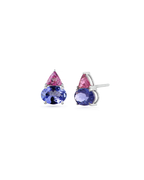 BIA oval tanzanite and pink tourmaline earrings in 18k white gold