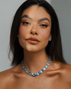 GLAM Sky Oval Topaz Necklace in 18k White Gold