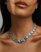 GLAM Sky Oval Topaz Necklace in 18k White Gold