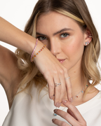 Pulseira Riviera Safira Amarela e Laranja Diamantes em Ouro Branco 18K