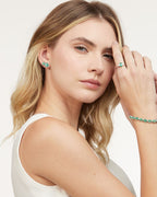 Brinco Trevo P Esmeraldas 3mm em Ouro Branco 18K