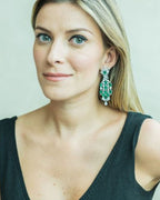 Brinco Royal Diamantes 4,60ct e Esmeraldas 14,00ct (5x7) em Ouro Branco 18K