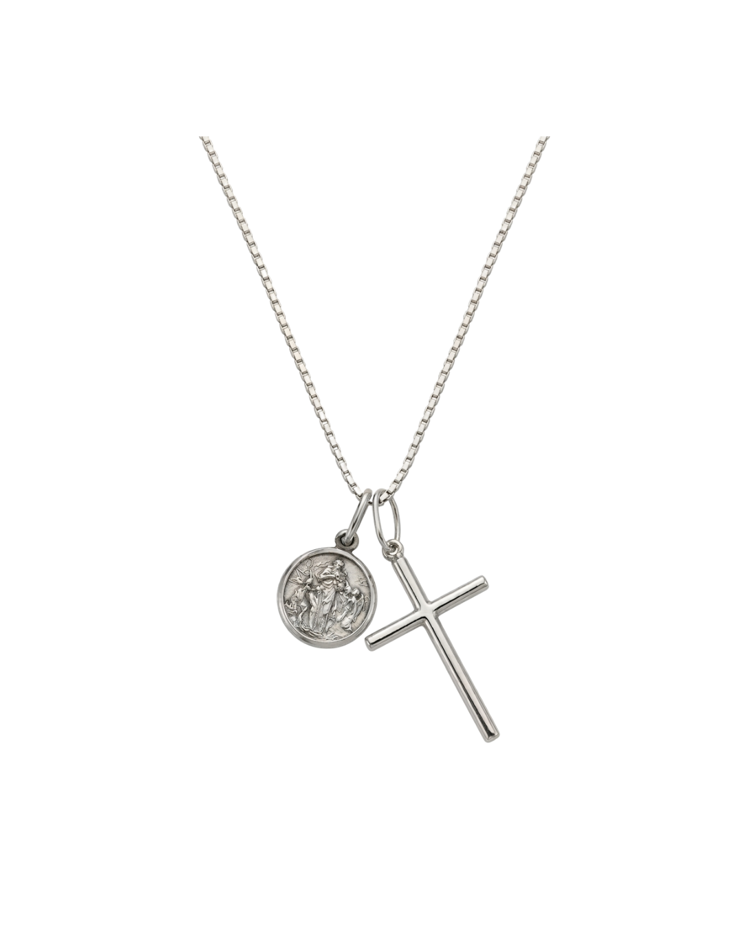 Corrente Desatadora Nós e Cruz Lisa em Ouro Branco 18K