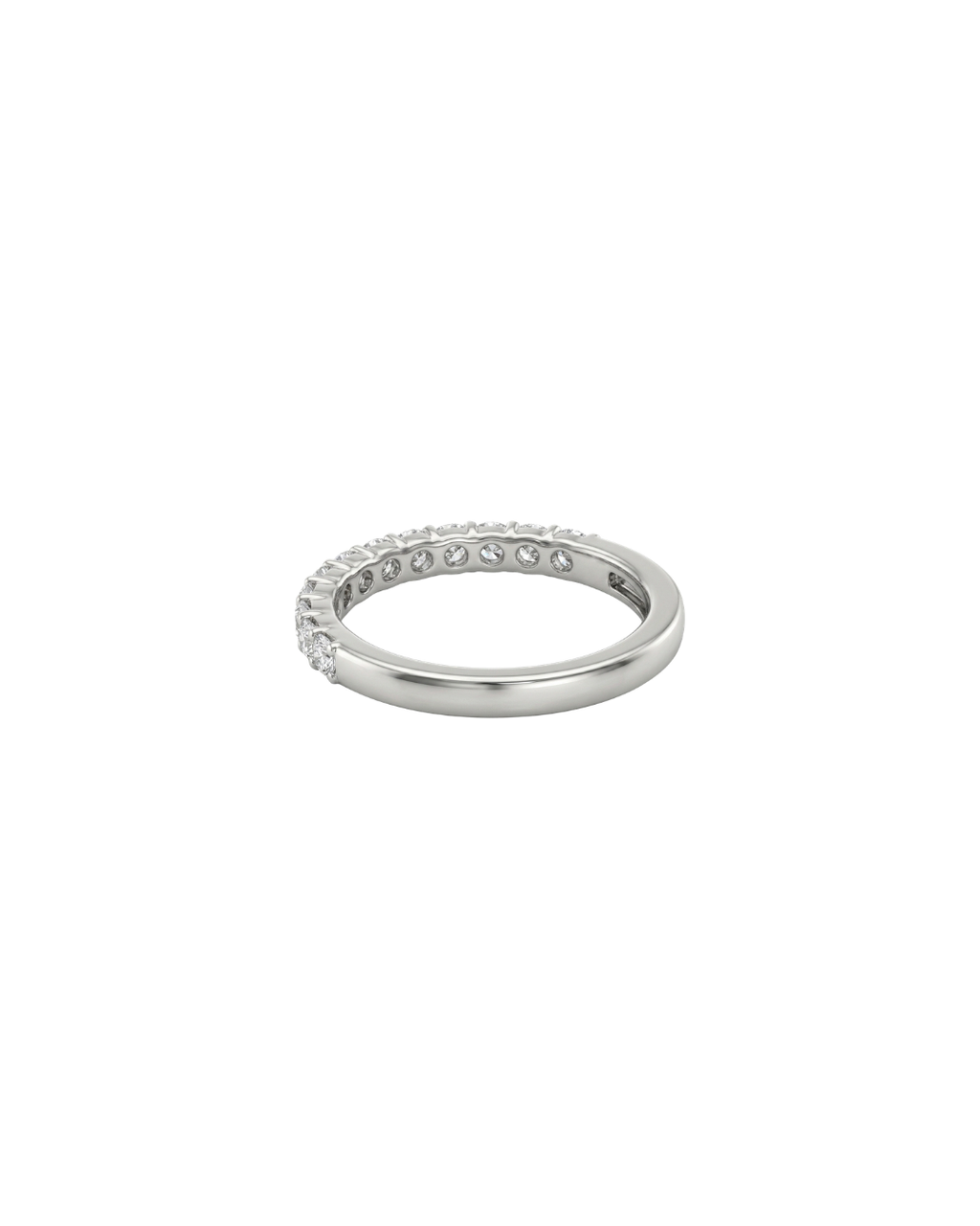 Meia Aliança Diamantes em Ouro Branco 18K
