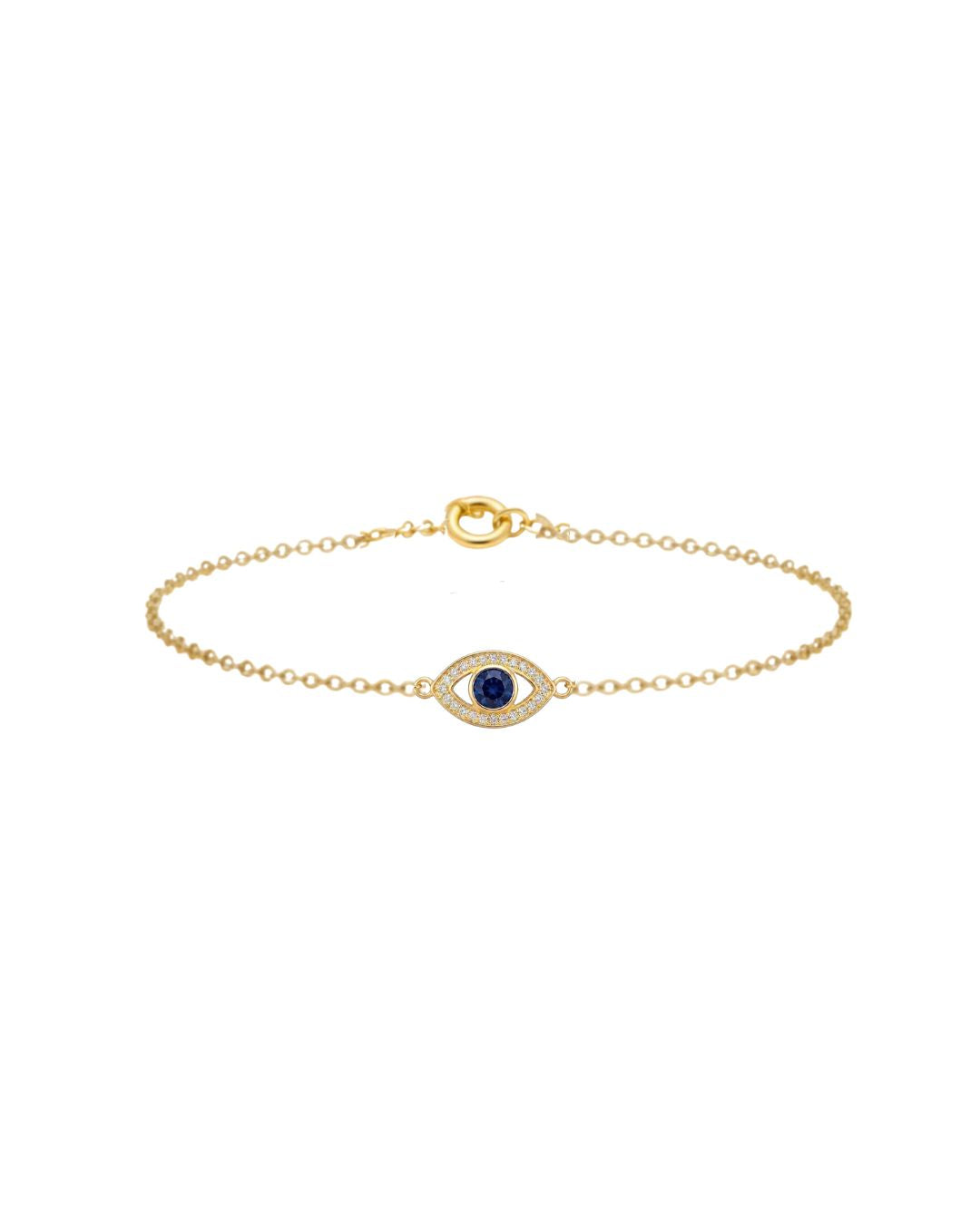 Pulseira Olho Grego Navete em Ouro 18K