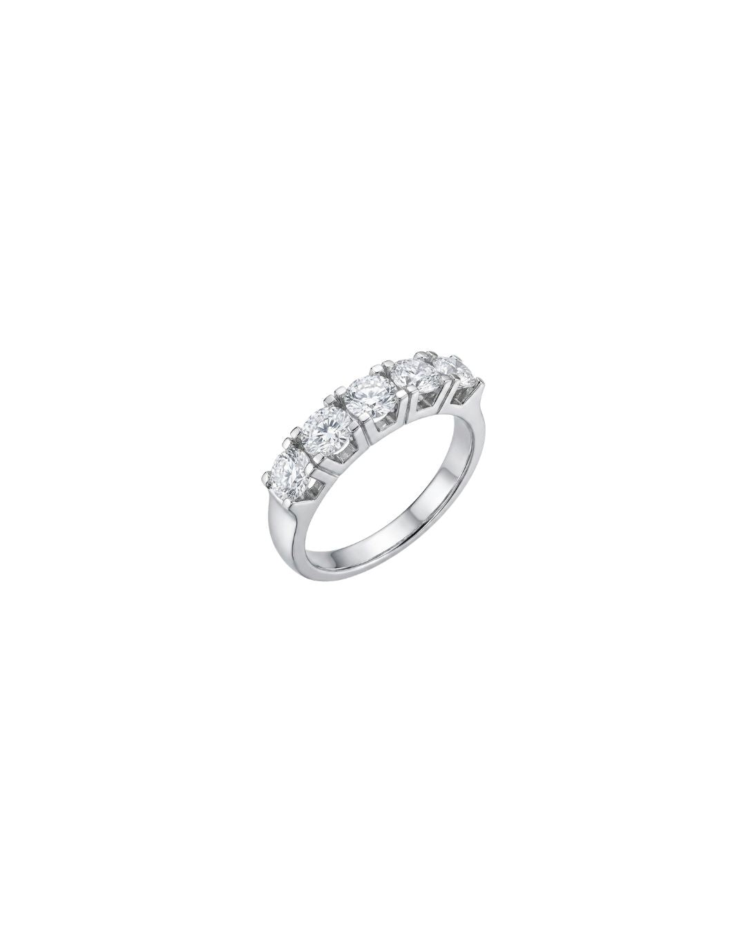 Meia Aliança Diamantes em Ouro Branco 18K