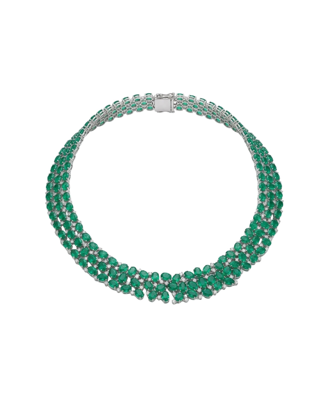 Colar Primavera Esmeraldas em Ouro Branco 18K