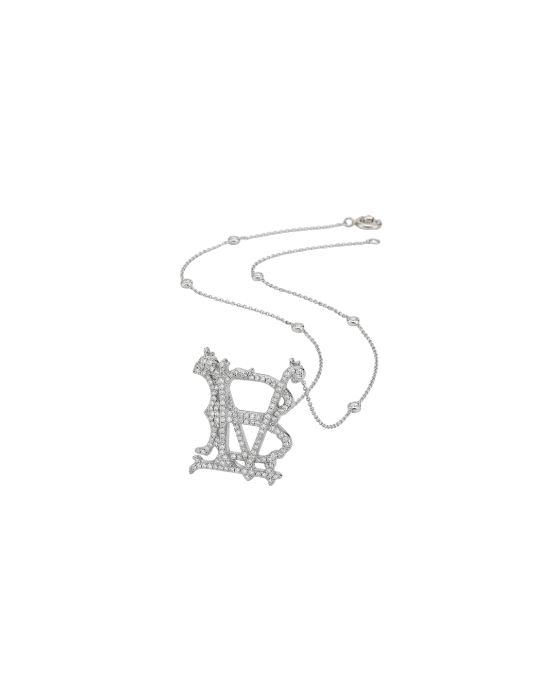 Colar Monograma Personalizável Brilhantes em Ouro Branco 18K