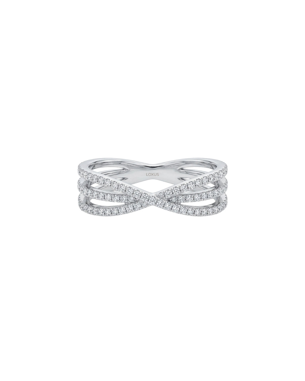 Anel Dois Dedos X em Ouro Branco 18K