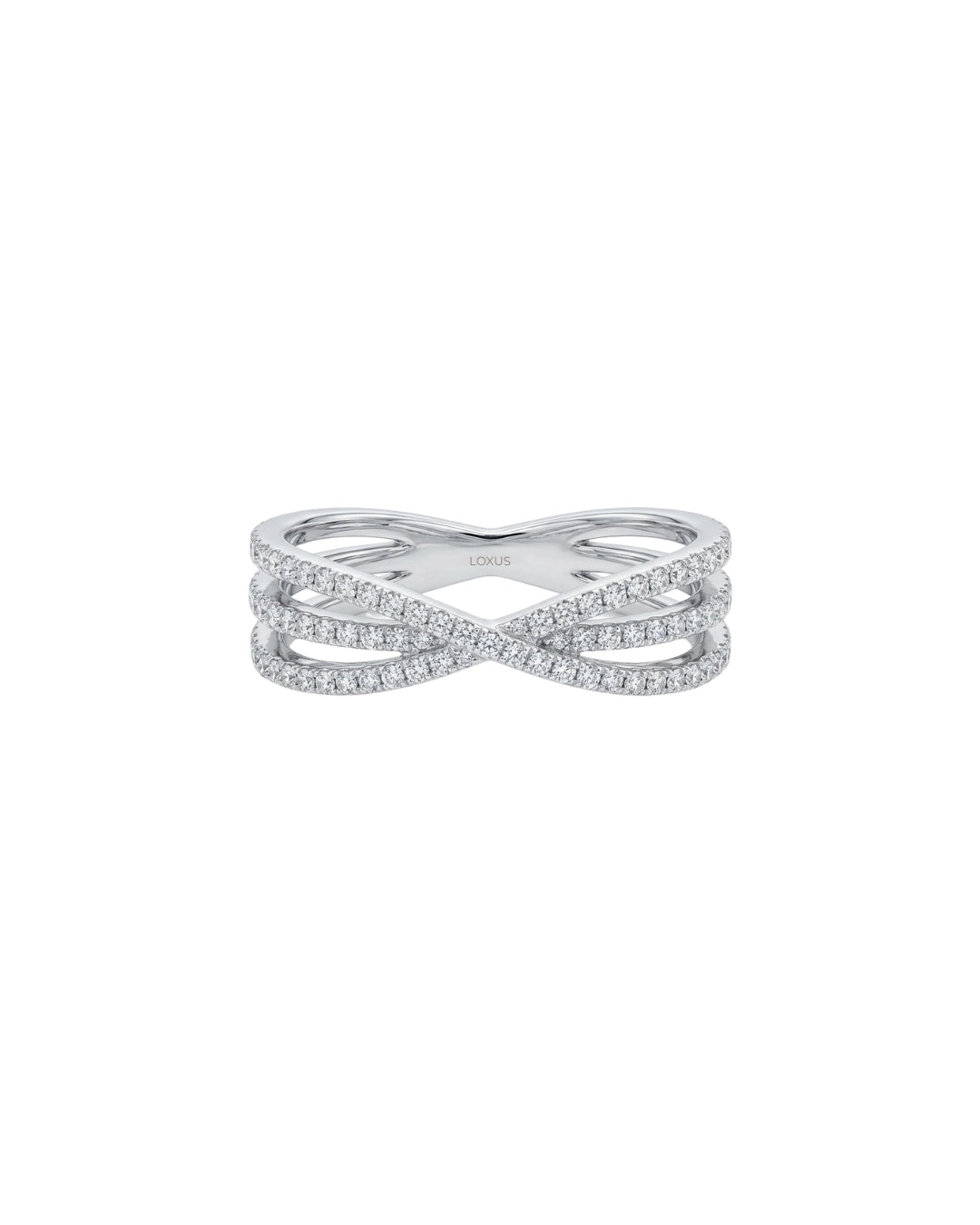 Anel Dois Dedos X em Ouro Branco 18K