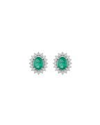 Brinco Esmeralda Oval Modular em Ouro Branco 18K
