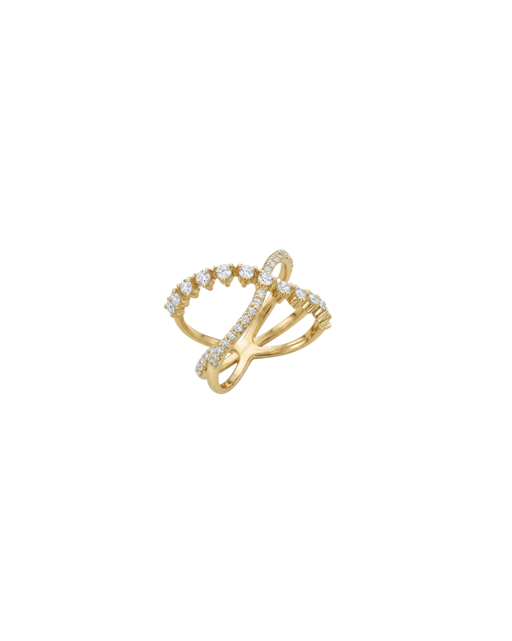 Anel X Ondulado Diamantes em Ouro 18K