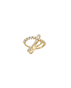 Anel X Ondulado Diamantes em Ouro 18K