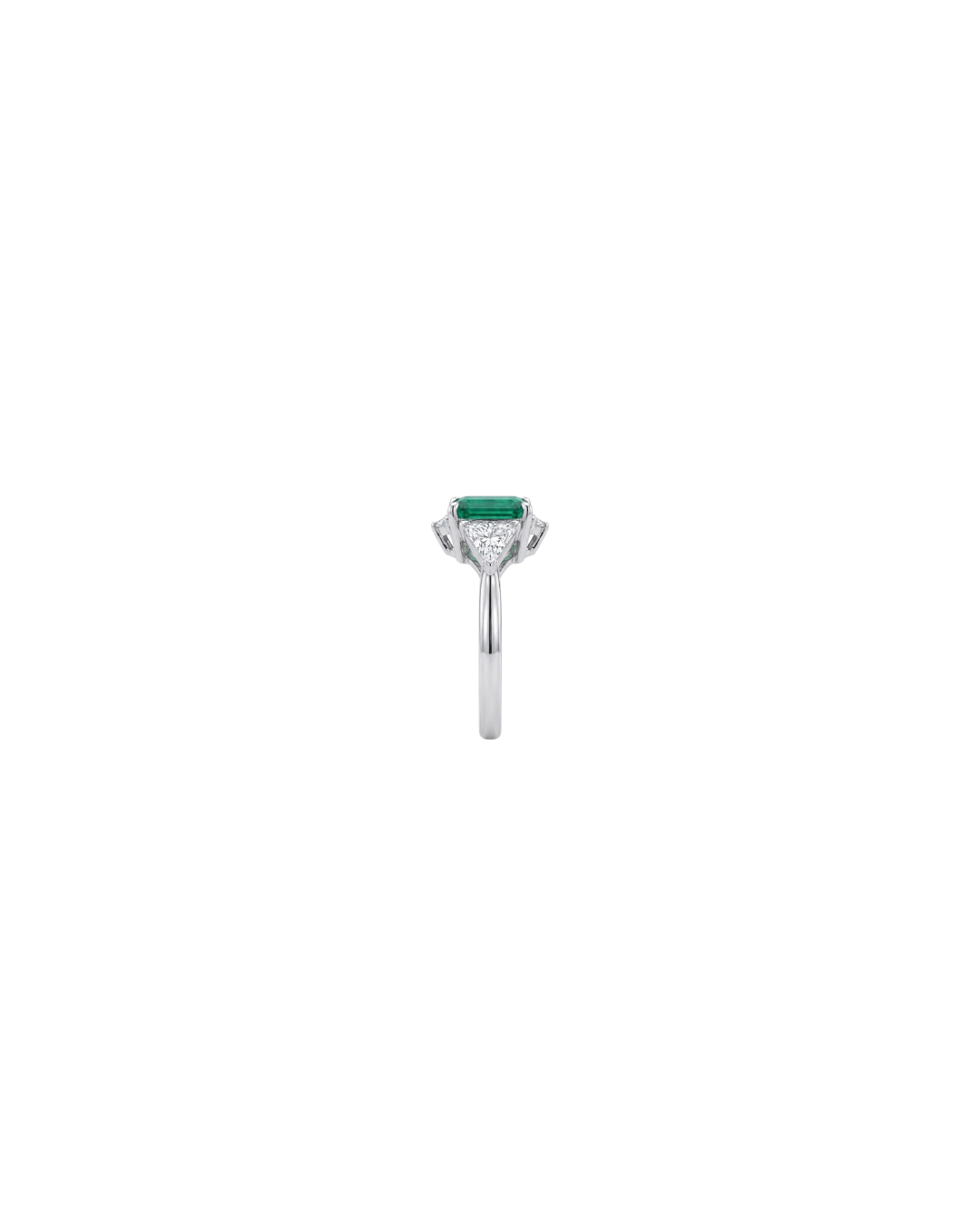 Anel Esmeralda Retangular em Ouro Branco 18K