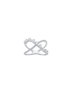 Anel X Ondulado Diamantes em Ouro Branco 18K