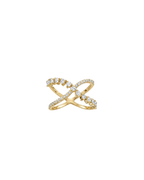 Anel X Ondulado Diamantes em Ouro 18K