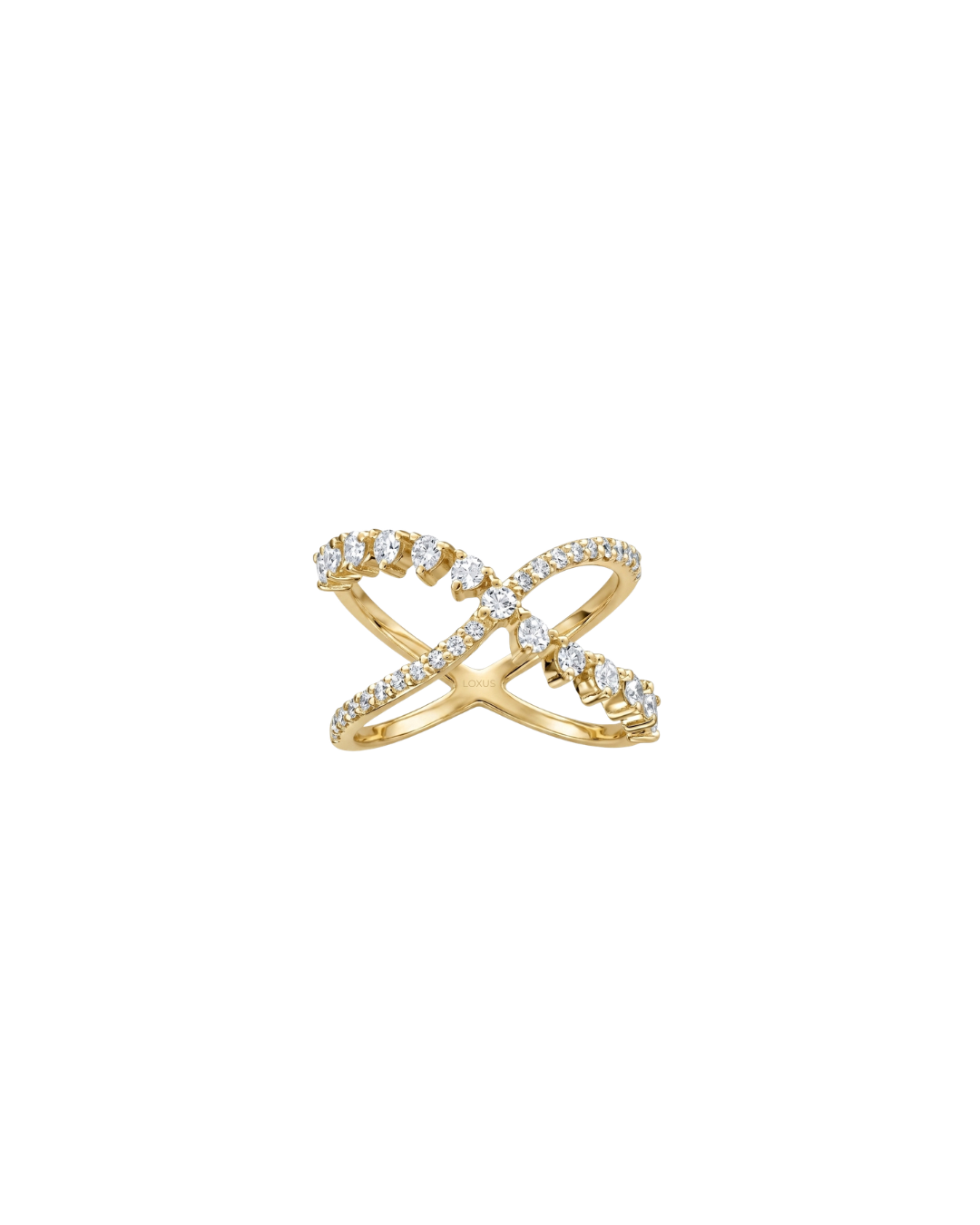 Anel X Ondulado Diamantes em Ouro 18K