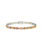 Pulseira Riviera Safira Amarela e Laranja Diamantes em Ouro Branco 18K