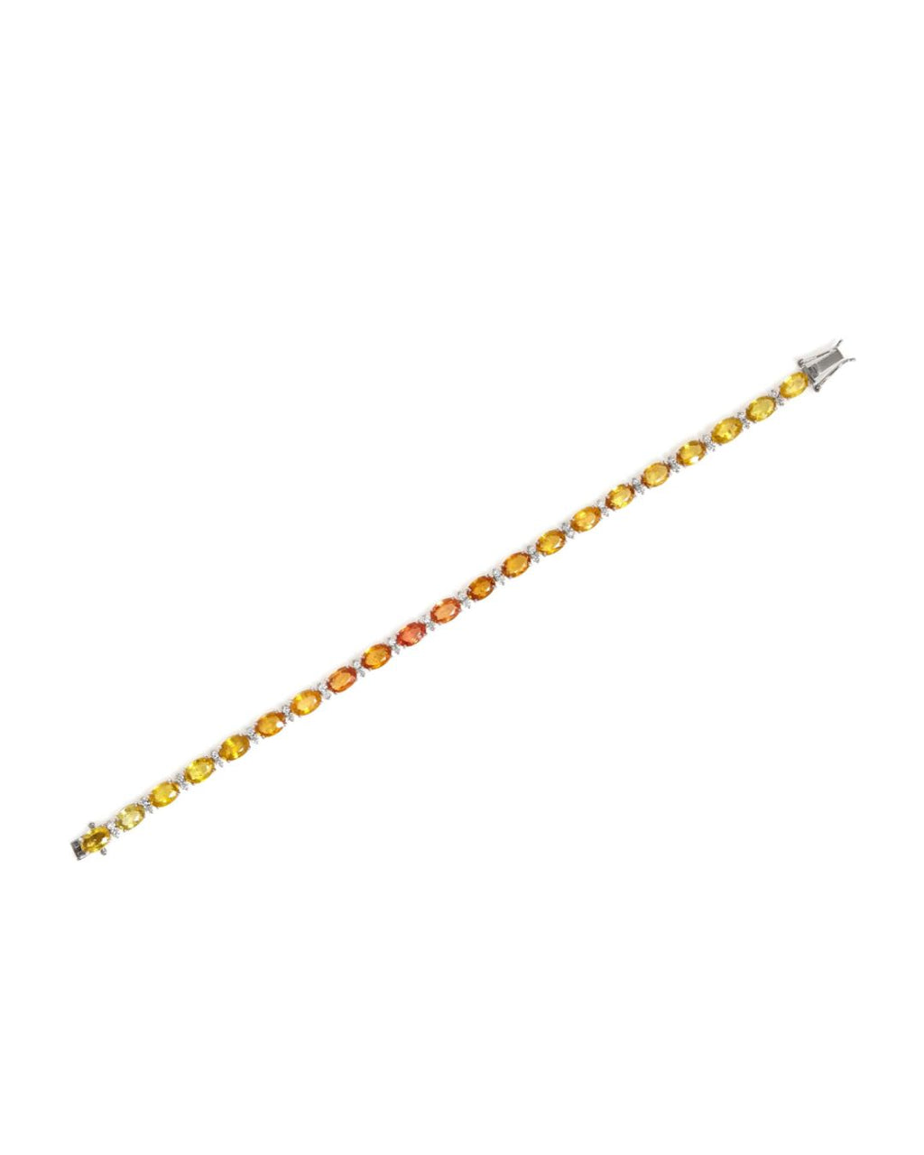Pulseira Riviera Safira Amarela e Laranja Diamantes em Ouro Branco 18K