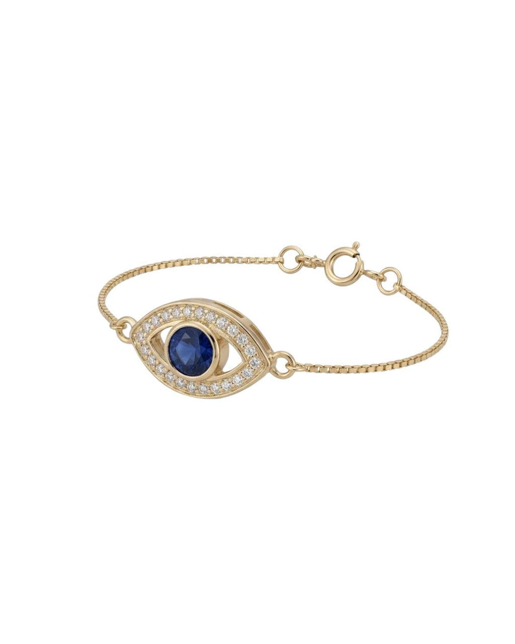 Pulseira Olho Grego Navete em Ouro 18K