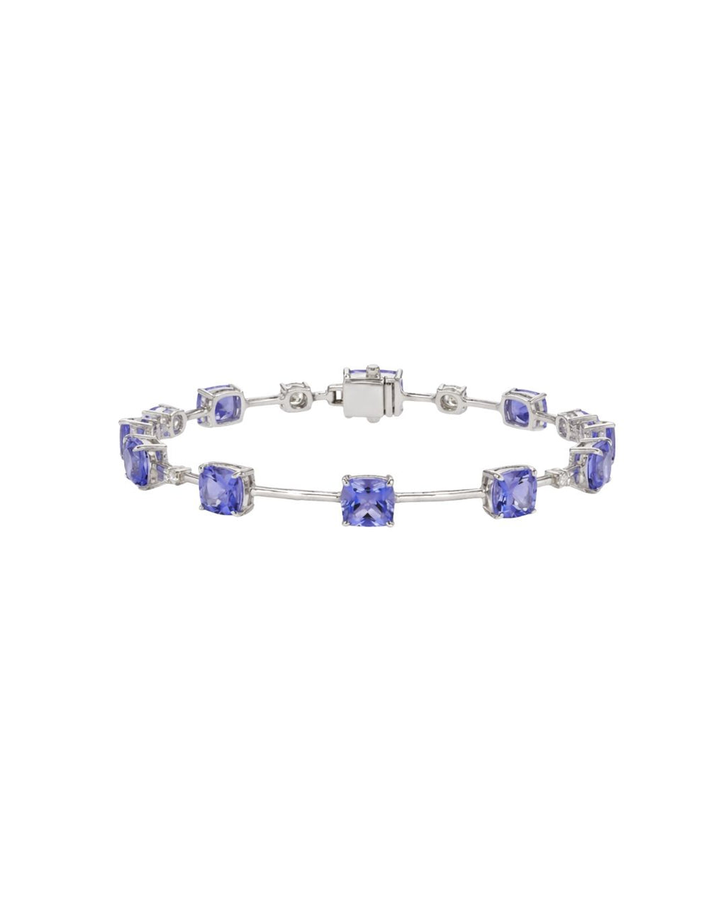 Pulseira Riviera Tanzanita Cushion em Ouro Branco 18K