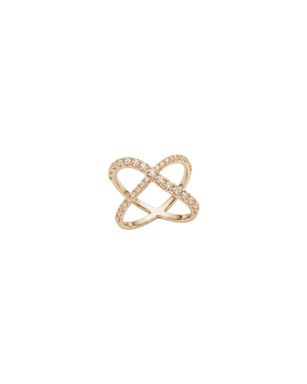 Anel X Ondulado Diamantes em Ouro 18K