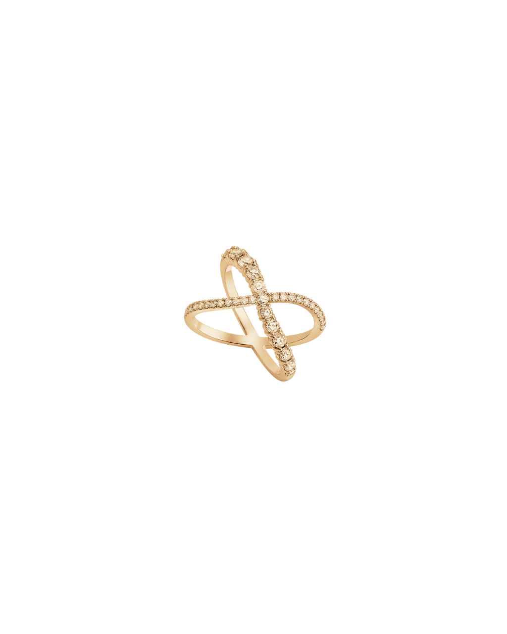Anel X Ondulado Diamantes em Ouro 18K