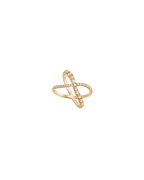 Anel X Ondulado Diamantes em Ouro 18K