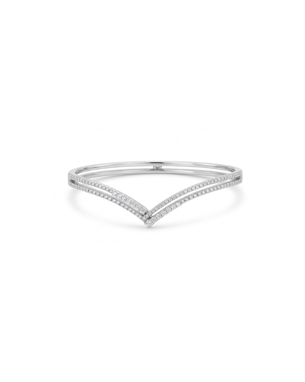 Bracelete V Diamantes em Ouro Branco 18K