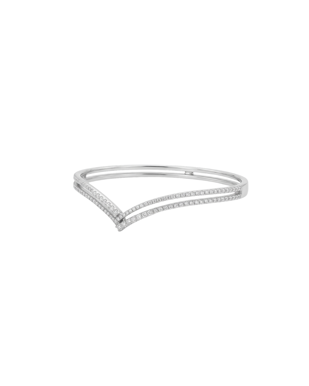 Bracelete V Diamantes em Ouro Branco 18K