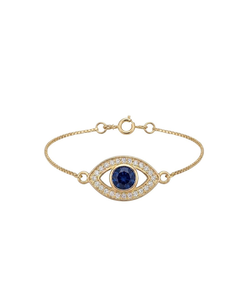 Pulseira Olho Grego Navete em Ouro 18K