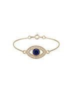 Pulseira Olho Grego Navete em Ouro 18K